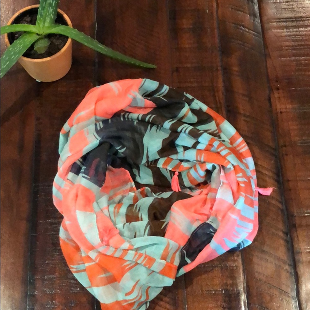 Colorful infinity scarf with tassels